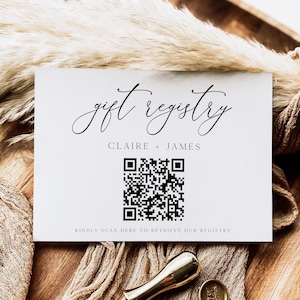 Gift Registry Card with QR Code | Wedding Gift Registry Insert | Printable Registry Info Card | Editable Template