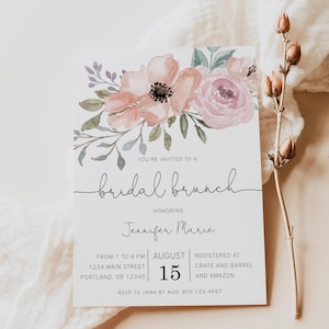 Bridal Brunch Invitation Printable | Floral Bridal Shower Brunch Invite Personalized | Custom Bridal Luncheon Invitation