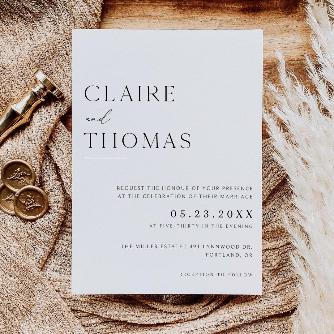 Formal Wedding Invitation | Classic Wedding Invite Printable | Elegant ...