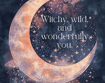 Mystical Lunar Printable Art | Witchy Indigo Moon Decor (Digital Download)