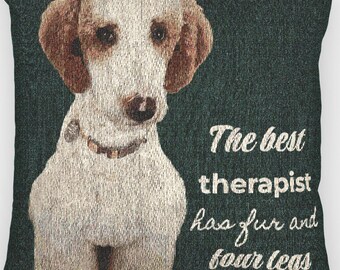 Woven Dog Portrait Pillow | Textured Tapestry Throw Cushion