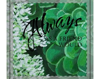 Always As a Friend Would Throw Pillow Case | Geometric Blue Typography Accent