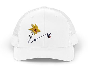 Embroidered Dahlia Baseball Hat