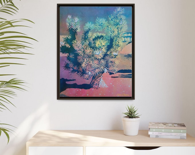 Featured listing image: Joshua Tree Framed Fine Art Print by artist Elle Claire, Colorful Wall Decor for Home, Abstract Home Styling, Gift for Art Lovers