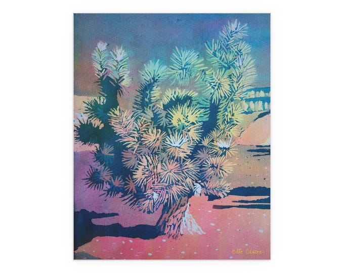 Featured listing image: Cactus Watercolor Art Silk Poster by artist Elle Claire