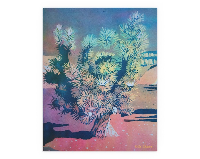 Featured listing image: Cactus Watercolor Art Silk Poster by artist Elle Claire
