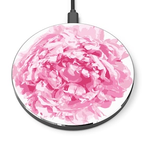 Gorgeous Floral Peony Wireless Charger - Fast Charging Pad, Flower Theme Desk Accessory, Gift for Her, Mother&#39;s Day, Home Office Decor