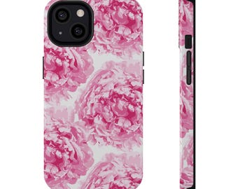 Pink Peony Phone Cases, Impact-Resistant Protective Cover, Floral Design, iPhone Case, Samsung Galaxy, Huawei, Gift for Her