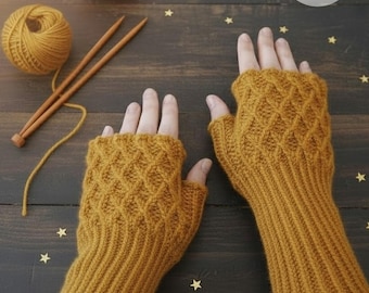 Fingerless Mitts Knit PDF Pattern - Etsy UK
