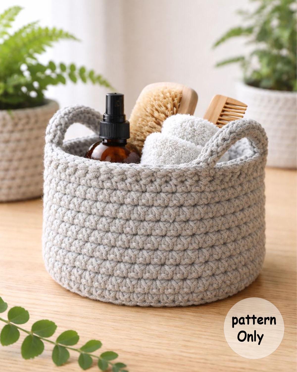Easy Crochet Storage Basket Pattern – Modern Organizer With Handles - Etsy