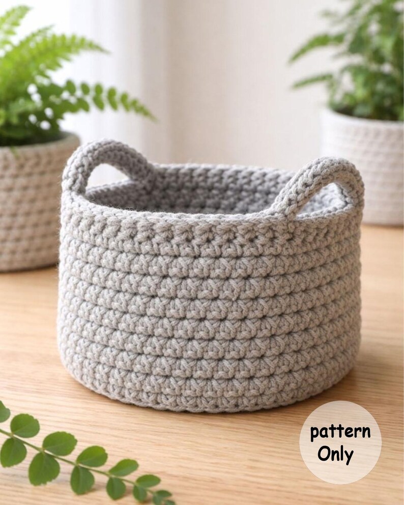 Easy Crochet Storage Basket Pattern – Modern Organizer With Handles - Etsy