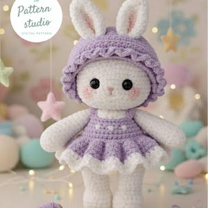 Amigurumi Doll PDF Tutorial • Stuffed Toy DIY Instructions with Dress and Ha