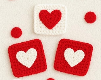 Heart Granny Square Crochet Pattern, Beginner DIY (PDF)