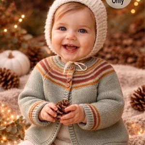 Handgemachte Baby Strickjacke in sanften trendigen Tönen