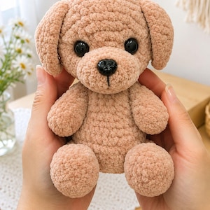 Amigurumi Puppy Pattern PDF, Plush Dog Toy, Chenille Crochet, Instant Download,photos inculded