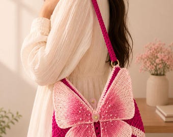 3D Butterfly Crochet Bag Pattern PDF, Instant Download ,Fairycore Summer Purse, Market Bag
