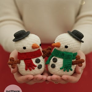 Crochet Snowman Pattern: Amigurumi Christmas Toy (PDF Pattern, 6in Tall