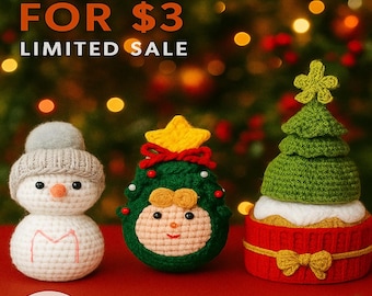 クリスマスかぎ針編みパターン3点 雪だるまツリー＆サンタオーナメント