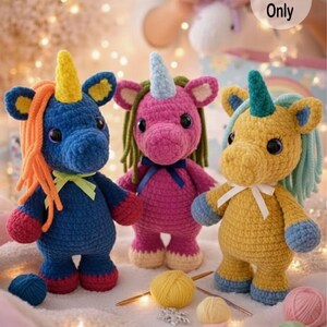 Einhorn Plüschtier Häkelanleitung PDF | Amigurumi Spielzeug | Stofftier Design | Chenille Garn | Digitaler Download Bild 9