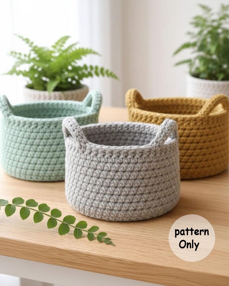 Easy Crochet Storage Basket Pattern – Modern Organizer With Handles - Etsy