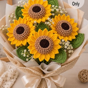 Crochet Sunflower Pattern PDF, Easy DIY Floral Home Decor, Digital Download