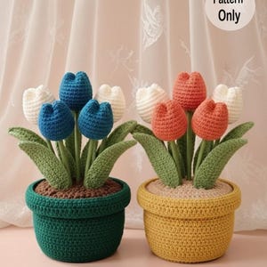 Amigurumi Tulpe Blumentopf Muster, Frühlingsstrauß Dekor, anfängerfreundlich, PDF