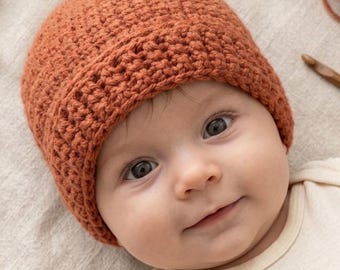 Crochet Baby Beanie Pattern 0-3 Months Easy Newborn Hat PDF