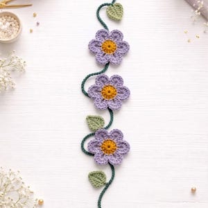 Daisy Crochet Garland Pattern PDF, Hanging Floral Bunting, Spring Window Decor