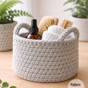 Easy Crochet Storage Basket Pattern – Modern Organizer with Handles