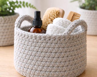 Easy Crochet Storage Basket Pattern – Modern Organizer with Handles