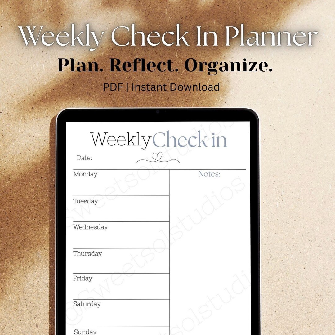 Weekly Check in Planner Printable | Self Care Weekly Planner ...
