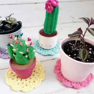 Crochet Plant Coasters | Home Decor | Table Coasters | Crochet Gift | Handmade Coasters | Housewarming Gift | Shabby Chic Decor | Plant Gift