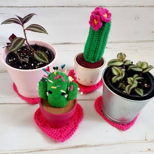 Crochet Plant Coasters | Home Decor | Table Coasters | Crochet Gift | Handmade Coasters | Housewarming Gift | Shabby Chic Decor | Plant Gift