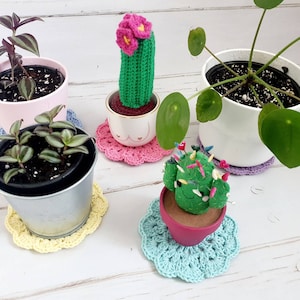 Crochet Plant Coasters | Home Decor | Table Coasters | Crochet Gift | Handmade Coasters | Housewarming Gift | Shabby Chic Decor | Plant Gift