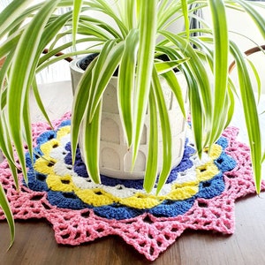 Crochet Mandala | Plant Coaster | Crochet Table Decoration | Homemade Crochet Placemat | Mandala Doilies | Plant Mat | House Gift