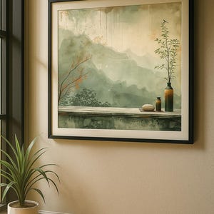 Serene Landscape Canvas Art, Tranquil Wall Decor, Nature-Inspired Artwork, Home Aesthetic, Gift for Nature Lovers