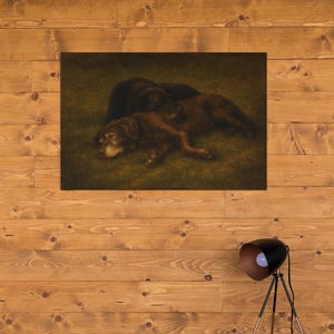 Chocolate Lab Oil Painting | Rustic Duck Dog Canvas Print | Rustic Home Decor | Country Style Decoration | Custom Pet Portrait Canvas