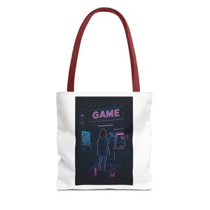 レトロゲームトートバッグ、スタイリッシュなトート、アーケード愛好家へのギフト、AOPショッピングバッグ、ヴィンテージゲーマーアクセサリー、楽しいキャリーオール