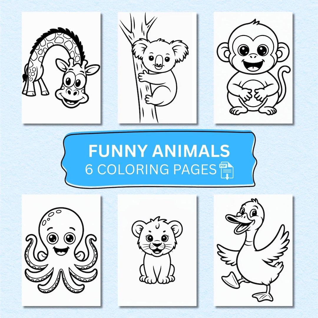 Funny Animal Coloring Pages Cute Animal Coloring Book for Kids and