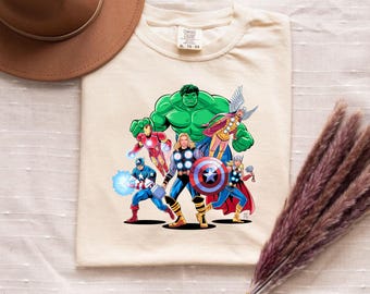 Avengers png-bundel, superheldenteamontwerp, personages in Marvel-stijl, kindershirt png, sublimatiebestand stripheld