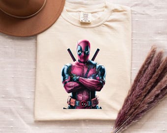 Deadpool PNG, Superhero Comic Character Design, Funny Anti Hero Shirt PNG, Kids & Adults T-Shirt, Sublimation File
