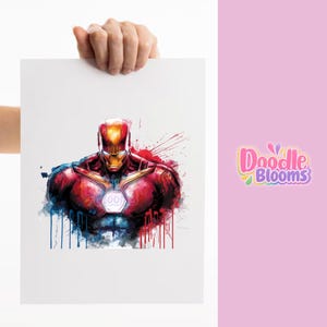 Iron Man PNG featuring glowing arc reactor chest design with red and gold armor, comic style superhero artwork perfect for t shirt printing, sublimation and digital crafts