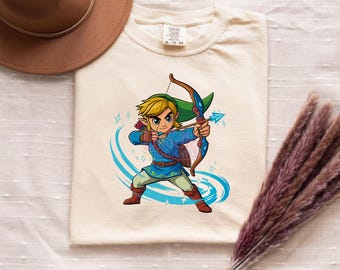 Link Archer PNG, Fantasy Hero Bow Design, Adventure Game Character Graphic for T-Shirt, Gamer Sublimation File (Instant Download)