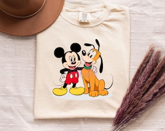 Mickey Mouse & Pluto PNG, Cartoon Friends Design, Disney Style Characters for Kids T-Shirt, Cute Cartoon PNG Sublimation