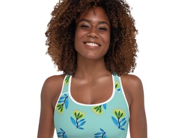 Kauai Floral Print Comfortable Compression Padded Sports Bra