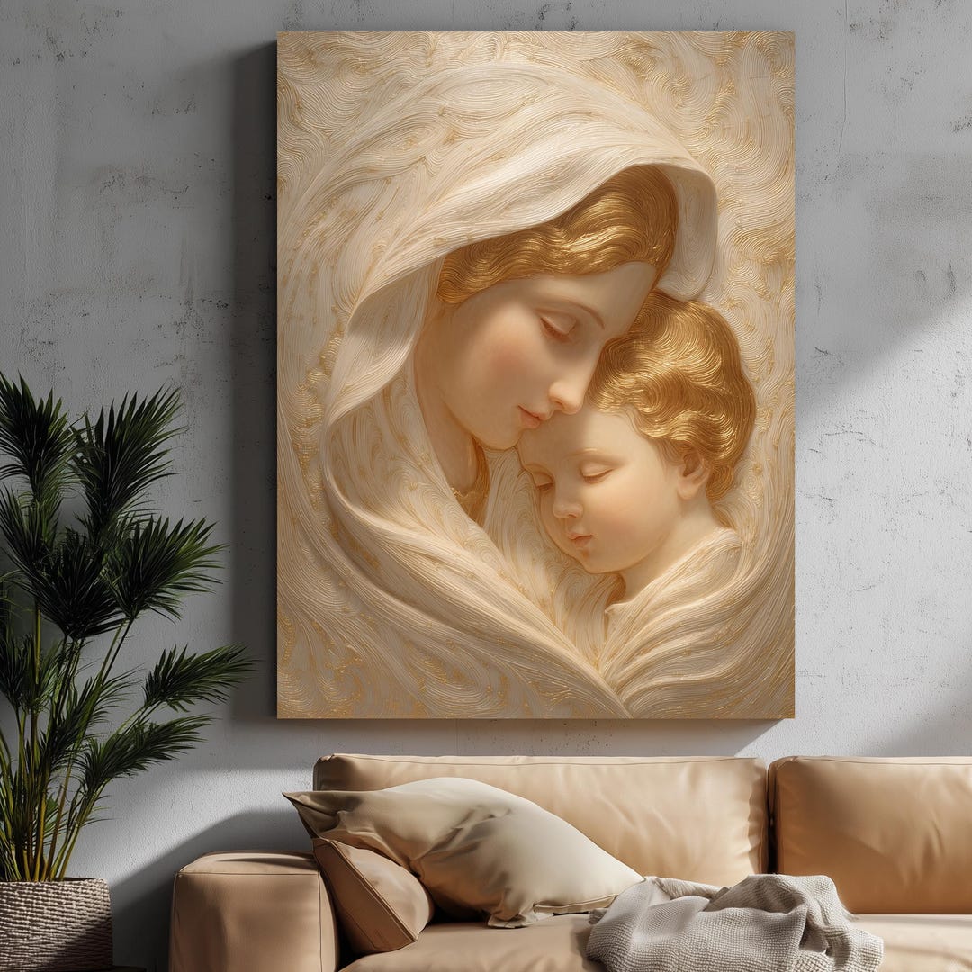 Virgin Mary and Child Canvas, Holy Mother Love, Christian Wall Art - Etsy