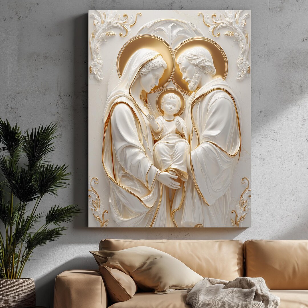 Holy Family Canvas Wall Art – Virgin Mary, Joseph and Baby Jesus ...