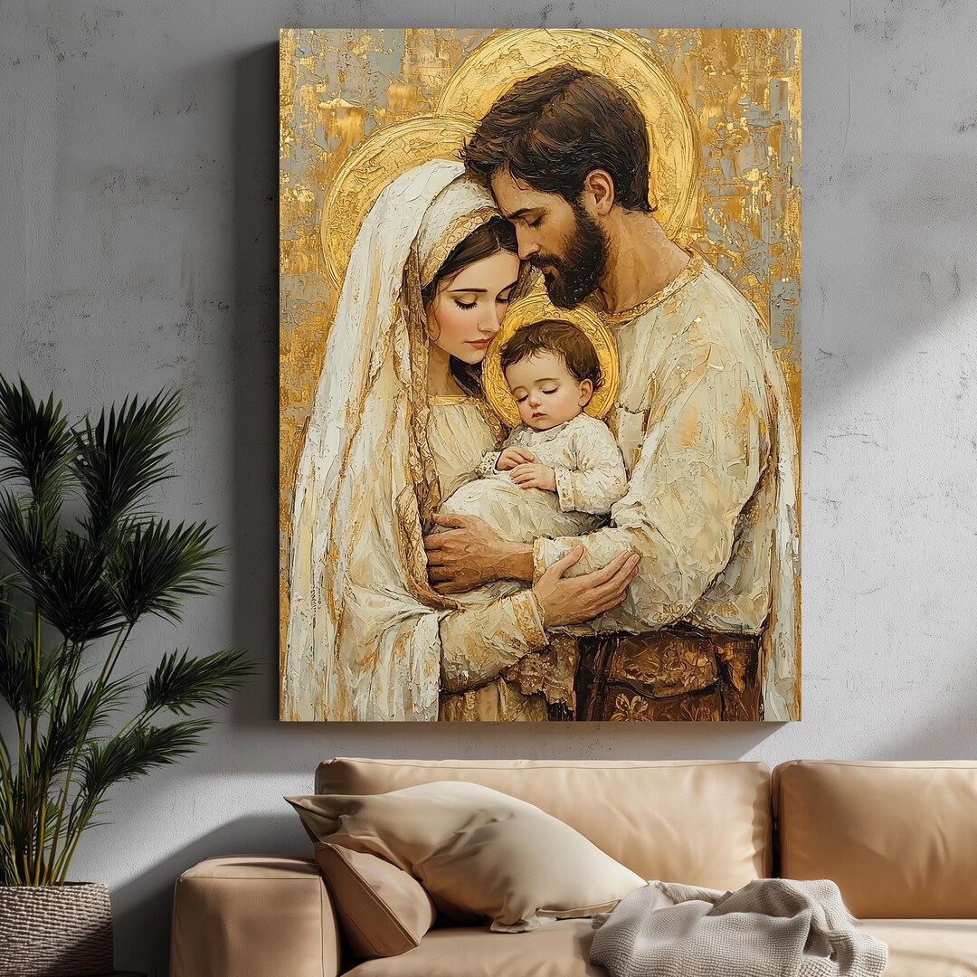 Holy Family Wall Decor, Sacred Christian Home Blessing Portrait With ...