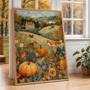 Charming Pumpkin Pair for Autumn Decor - Set of 2 Rustic Farmhouse Prints