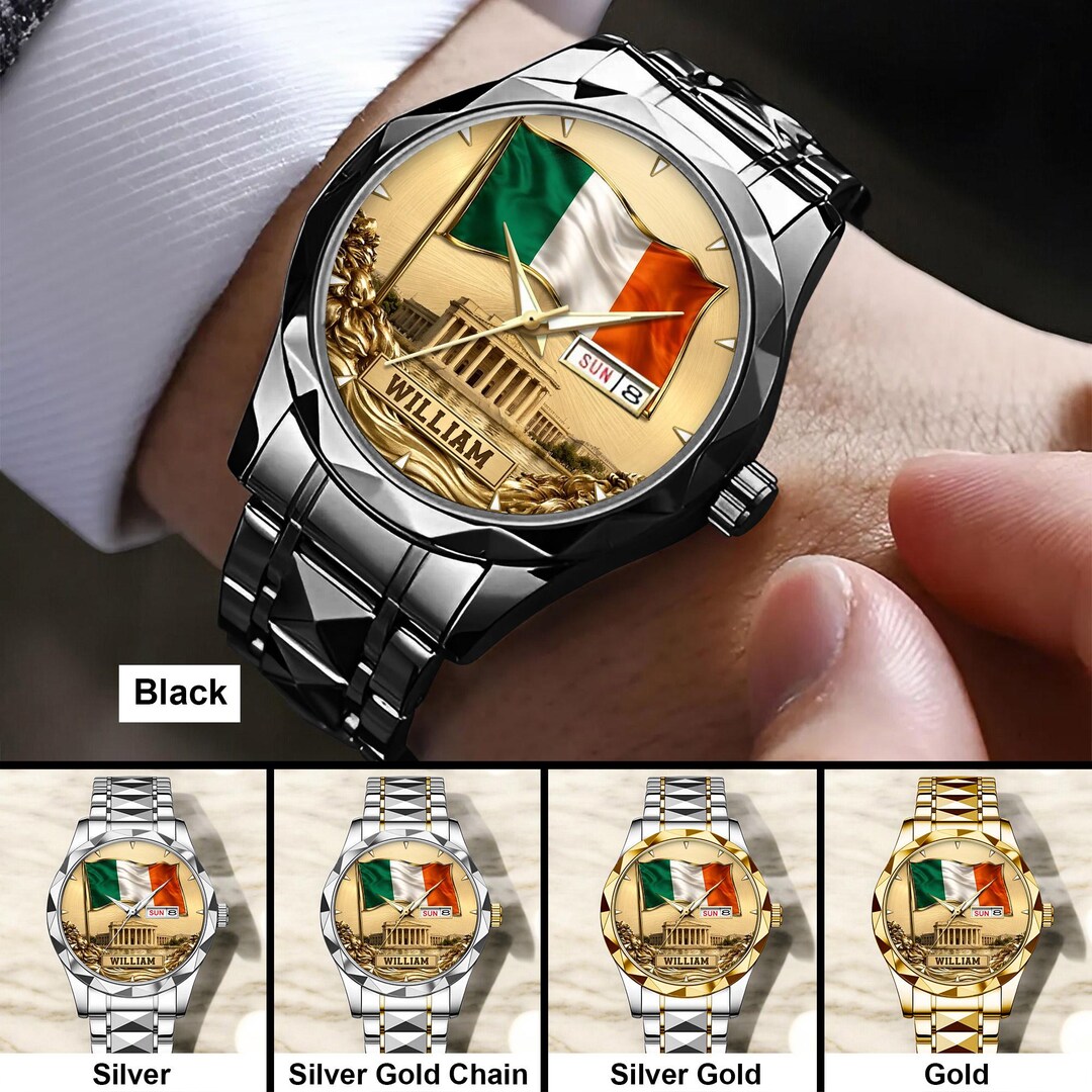 Custom Italian Flag Wrist Watch, Personalized Italy Watch for Men ...